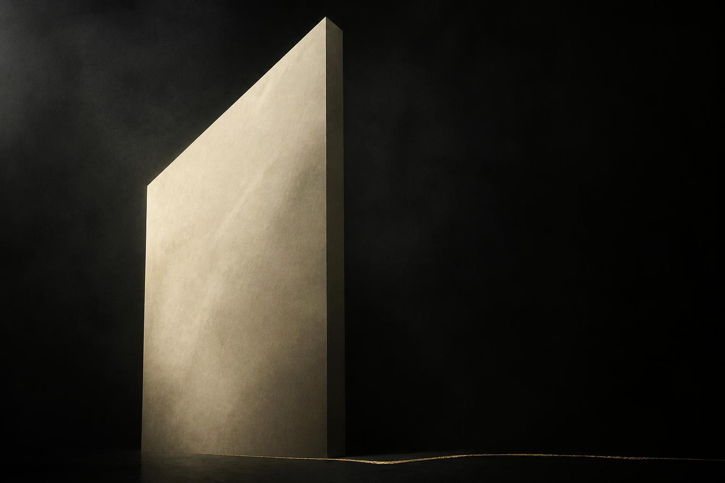 VALÉORINE editorial artwork: a single monumental ivory plane standing in a charcoal field