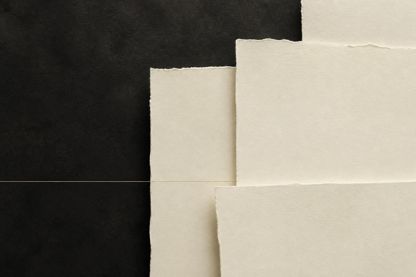 VALÉORINE editorial artwork: overlapping ivory sheets with deckled edges in a quiet geometry