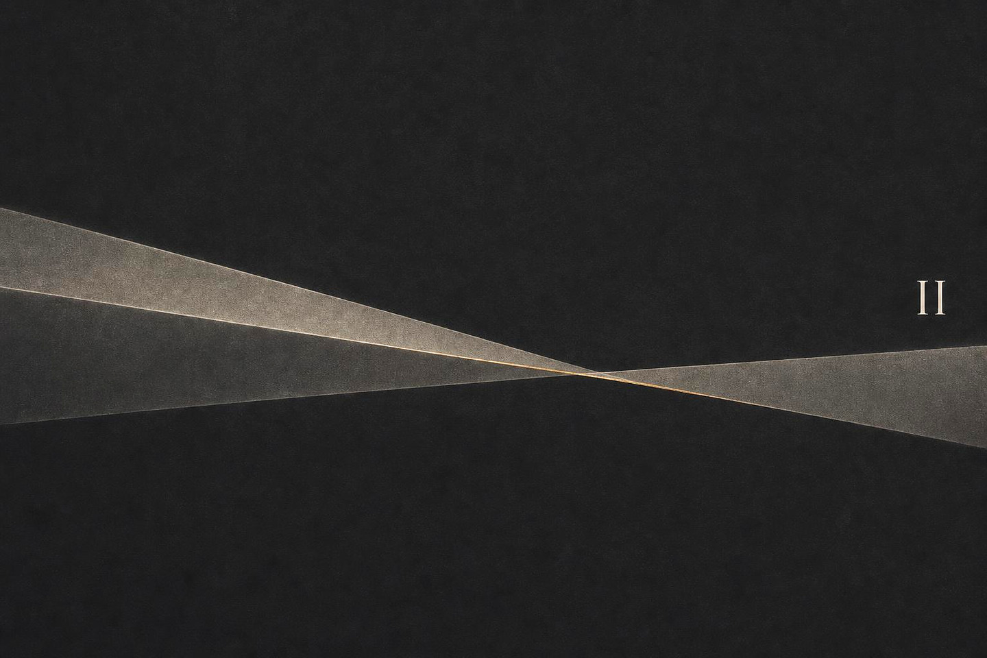 VALÉORINE editorial band: two ivory planes meeting at a gold seam, marked with the numeral II