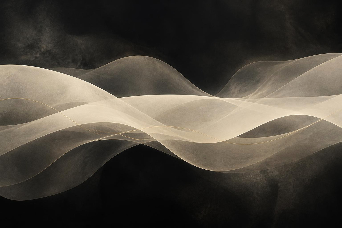 VALÉORINE editorial artwork: translucent ivory bands crossing a charcoal field in a slow cadence