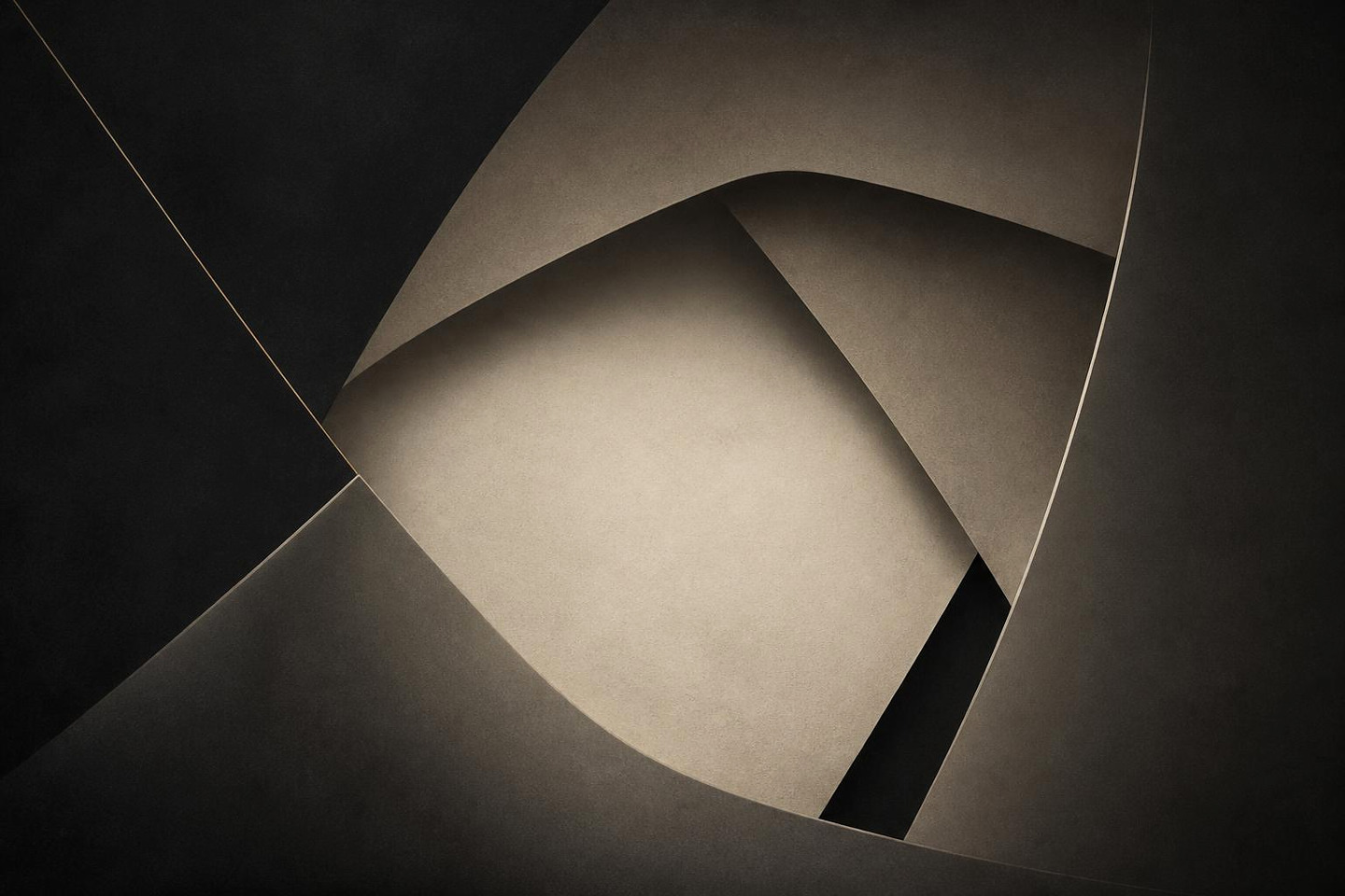 VALÉORINE editorial artwork: an ivory plane sheltered within larger softly shadowed forms