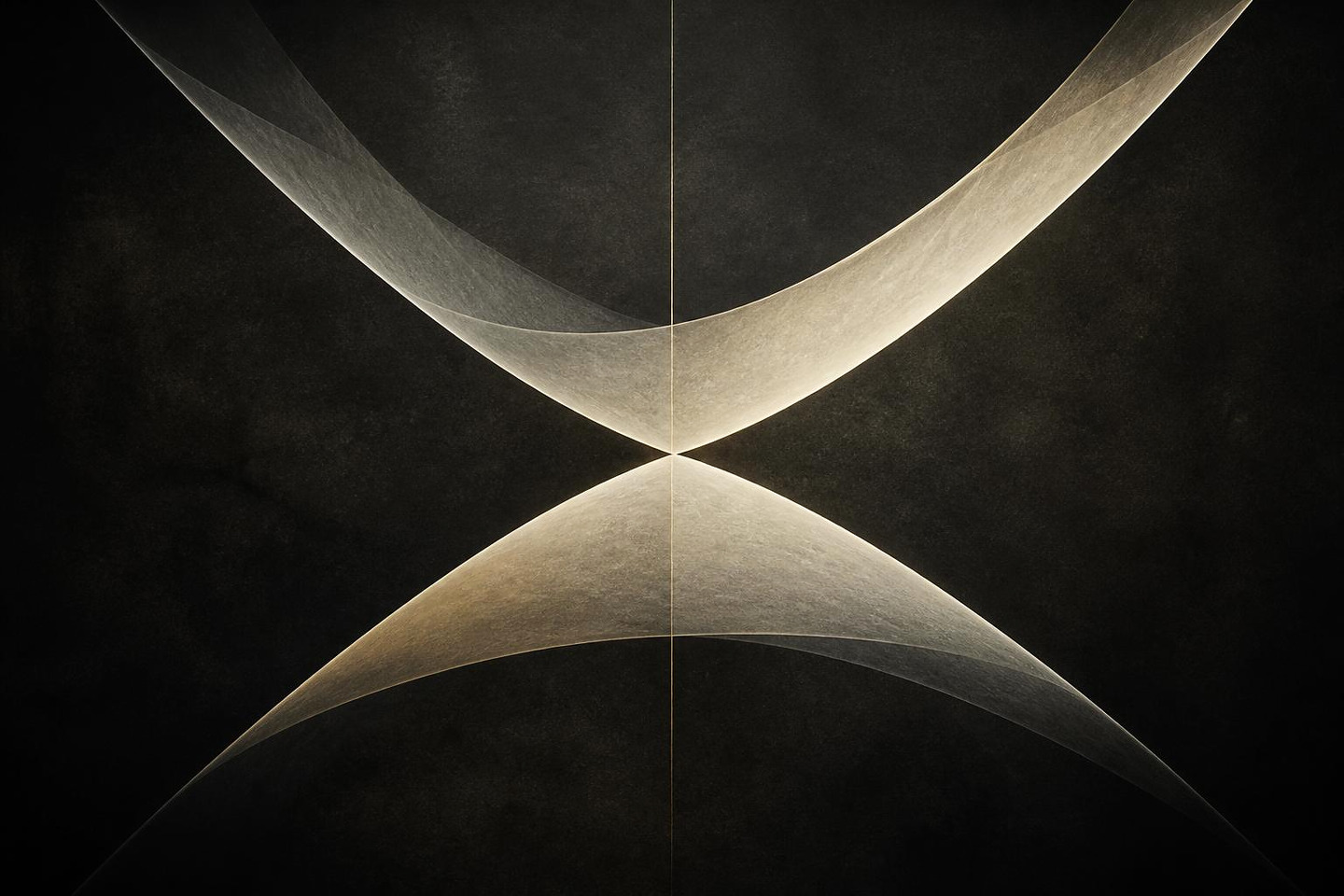 VALÉORINE editorial artwork: two ivory planes held in perfect equilibrium about a gold axis